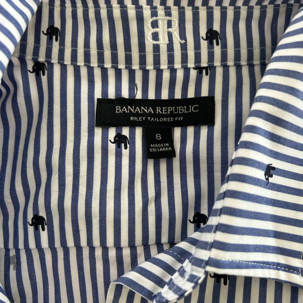 Banana Republic Navy and White Striped RILEY Tailored Shirt - Picture 7 of 8